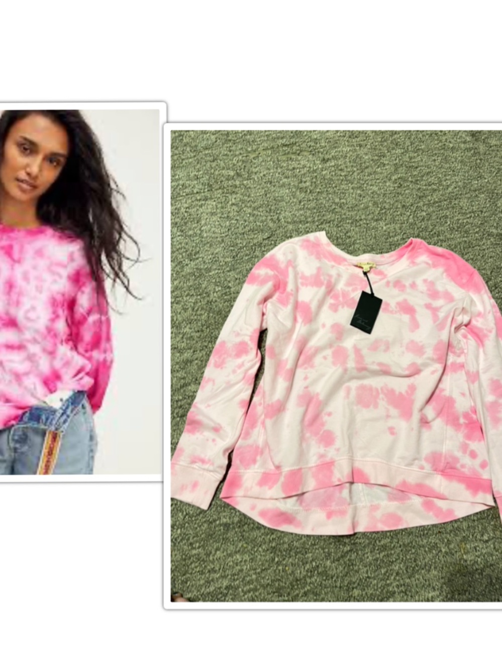 Anthropologie Jane and Delancey Pink and White Tie-Dye Pullover